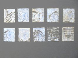 GB / ENGLAND 10x 21/2d QV blue 1881 o, gem.abgeb.Beschrieb