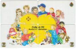 4 Telefonkarten Puzzle Grossbritannien Kinder mit Herz