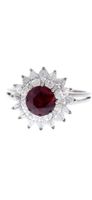 RUBINRING - 1.6ct - Diamant Navetten 1.5ct in Weissgold