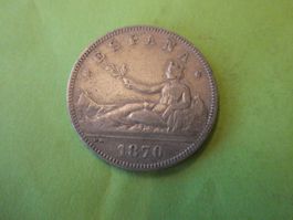 Spanien 1870, 2 Pesetas - Silber