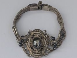 ✨ Bracelet Ancien Argent & Hématite – Style Ethnique Nielle