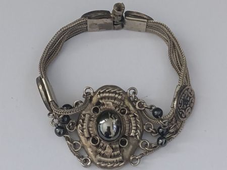 ✨ Bracelet Ancien Argent & Hématite – Style Ethnique Nielle