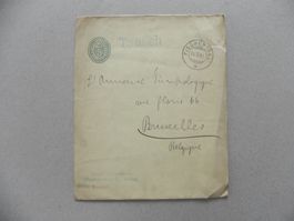 Streifband Ganzsache 5 Rp. Stempel Fischenthal 1901 Brüssel