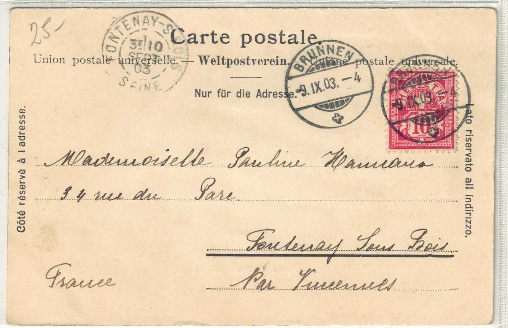 Cartoline postali: Gruss aus Brunnen 1903 – Usato da Ettingen venduto da Kartenplanet 1