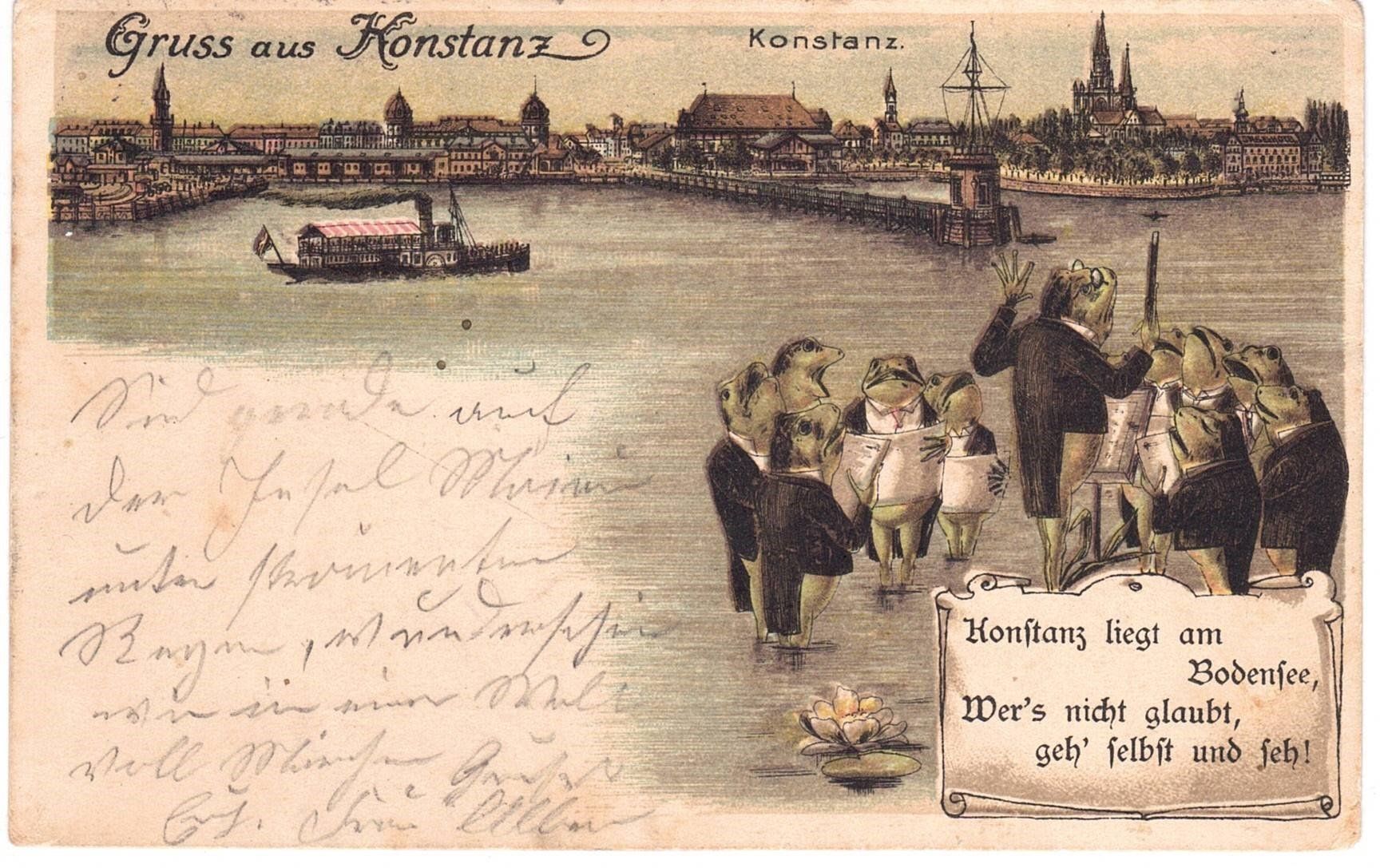 Cartoline postali: 1907 Konstanz Lithokarte – Usato da Kreuzlingen venduto da Koi4