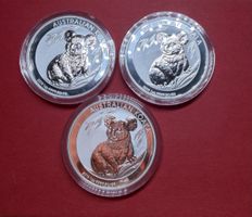 3x 2019 Australian Koala 1oz 9999 Silber - Sammlerstücke!