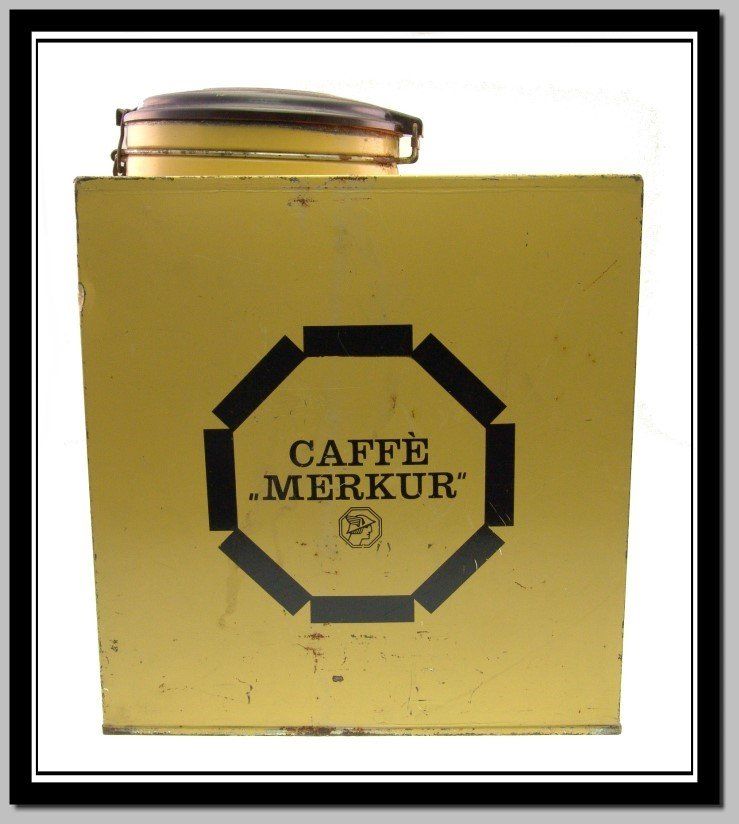 Dosen: antike Blechdose mit Bakalitdeckel Merkur Kaffee / Café – Gebraucht aus Langenthal von hamster-raeumung 2