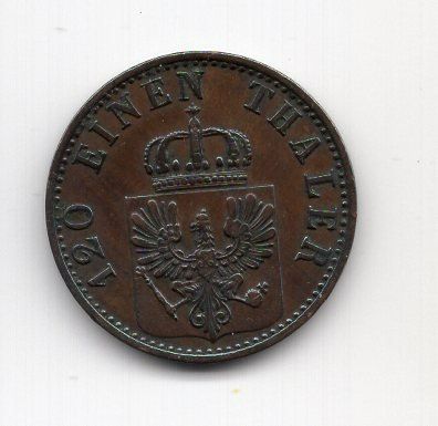 Alle Münzen: (1394) Preussen, 3 Pfennig 1868 A, vz – Gebraucht aus Rüthi (Rheintal) von erdnuessli1