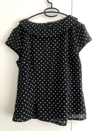 Bluse, schwarz mit weissen Punkten, H&M, 46