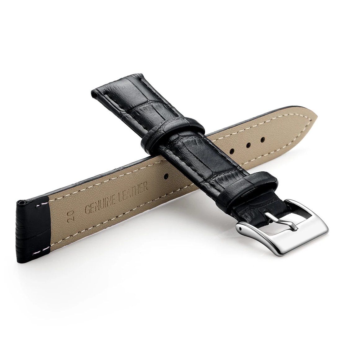 Armbänder & -reifen: Bracelet 20mm Alligator Unicolore Noir – Neu und originalverpackt aus Rochefort von Arkaik_FH_CH 1
