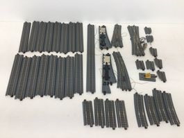 Konvolut Tillig H0m / TT Gleis mit Holzschwellen, Weichen