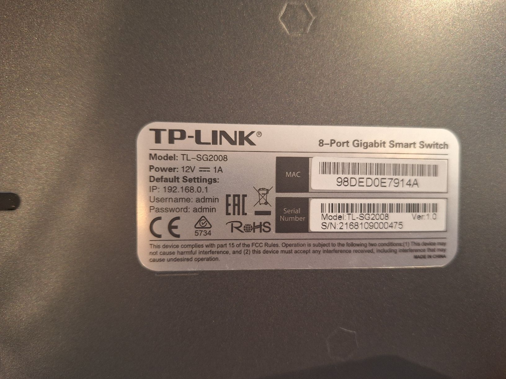 TP-Link Hub & Switch: TP-Link TL-SG2008 8-Port Gigabit Switch – Usato da Egg b. Zürich venduto da Andoria35 2