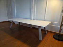 Designer-Tisch weiss / Eiche