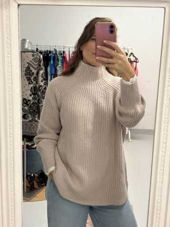 Filippa K Pullover Wolle Kaschmir L beige Stehkragen