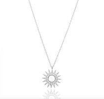 Kette 925 Silber Zirkonia Sonne Stern layer fein 40+5cm