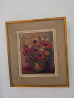 Tableau ancien signé Jeanne de Labeaume – Bouquet de fleurs