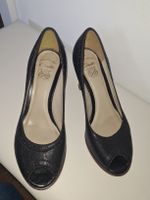 Elegante Clarks Peeptoe Pumps Leder Schwarz Grösse 6 1/2 