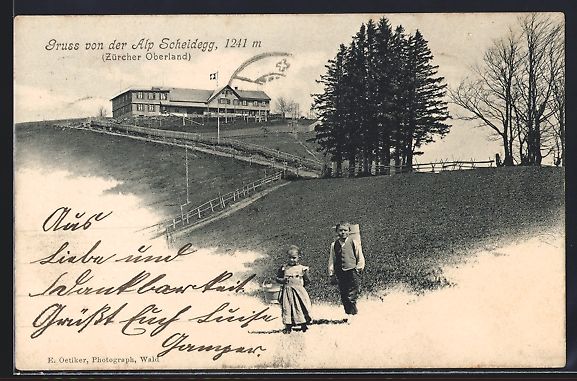 Cartoline postali: Wald /ZH, Alp Scheidegg, Kinder der Wirt – Usato da Berlin venduto da bartko-reher