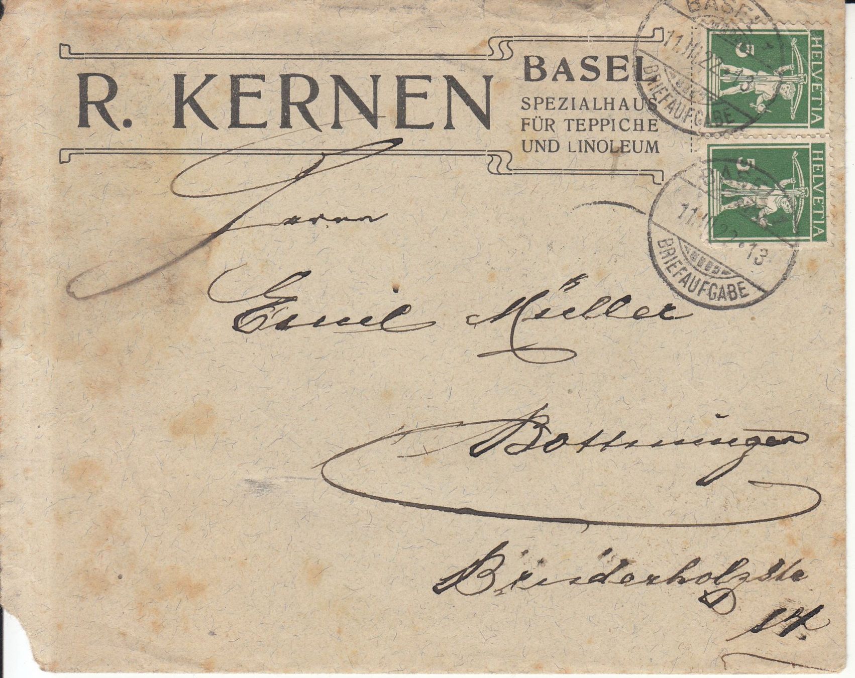 Tutti i francobolli: Firmenbriefe Basel 1907 / 1922, 3 Stück – Usato da Bürglen TG venduto da StampGraf 3