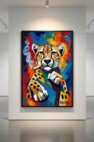 "THE CHEETAH THAT SMOKES TIME"50x70 riproduzione su tela