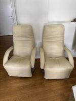 2 Yoga Sessel von Jori - zwei Relaxsessel, Leder, hellbeige