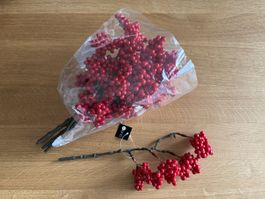 Deko Zweig mit roten Beeren Beerenzweig 26cm 8St NEU OVP
