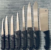 Messerset 8-teilig Edelstahl schwarz Kunststoffgriff neu