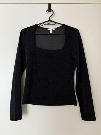 Shiny black long sleeve top