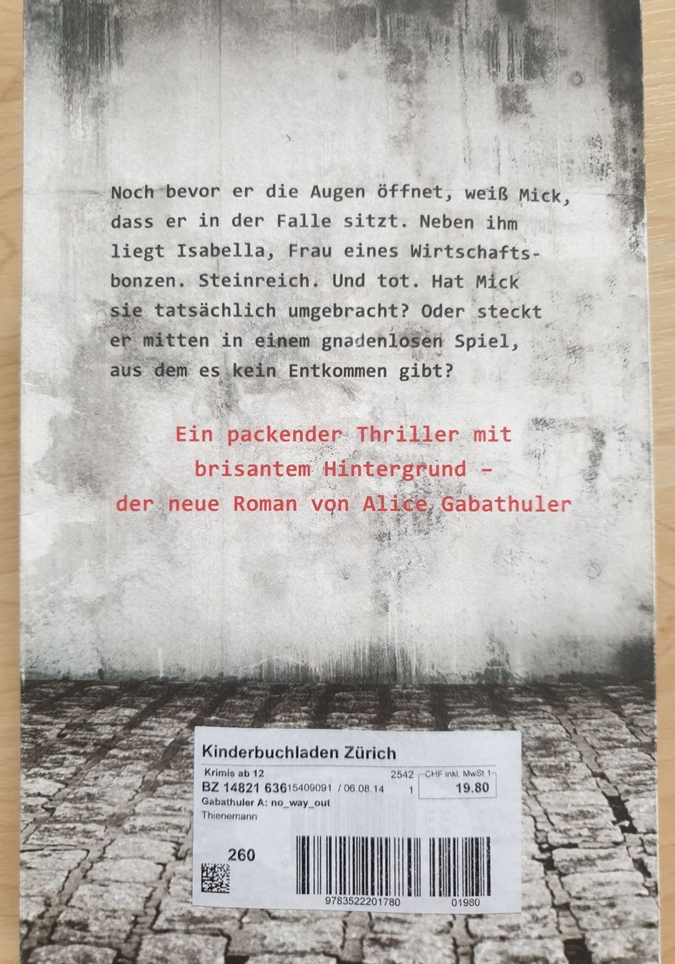 Libri: NO WAY OUT - ALICE GABATHULER – Usato da Jona venduto da Zauberstatt 3