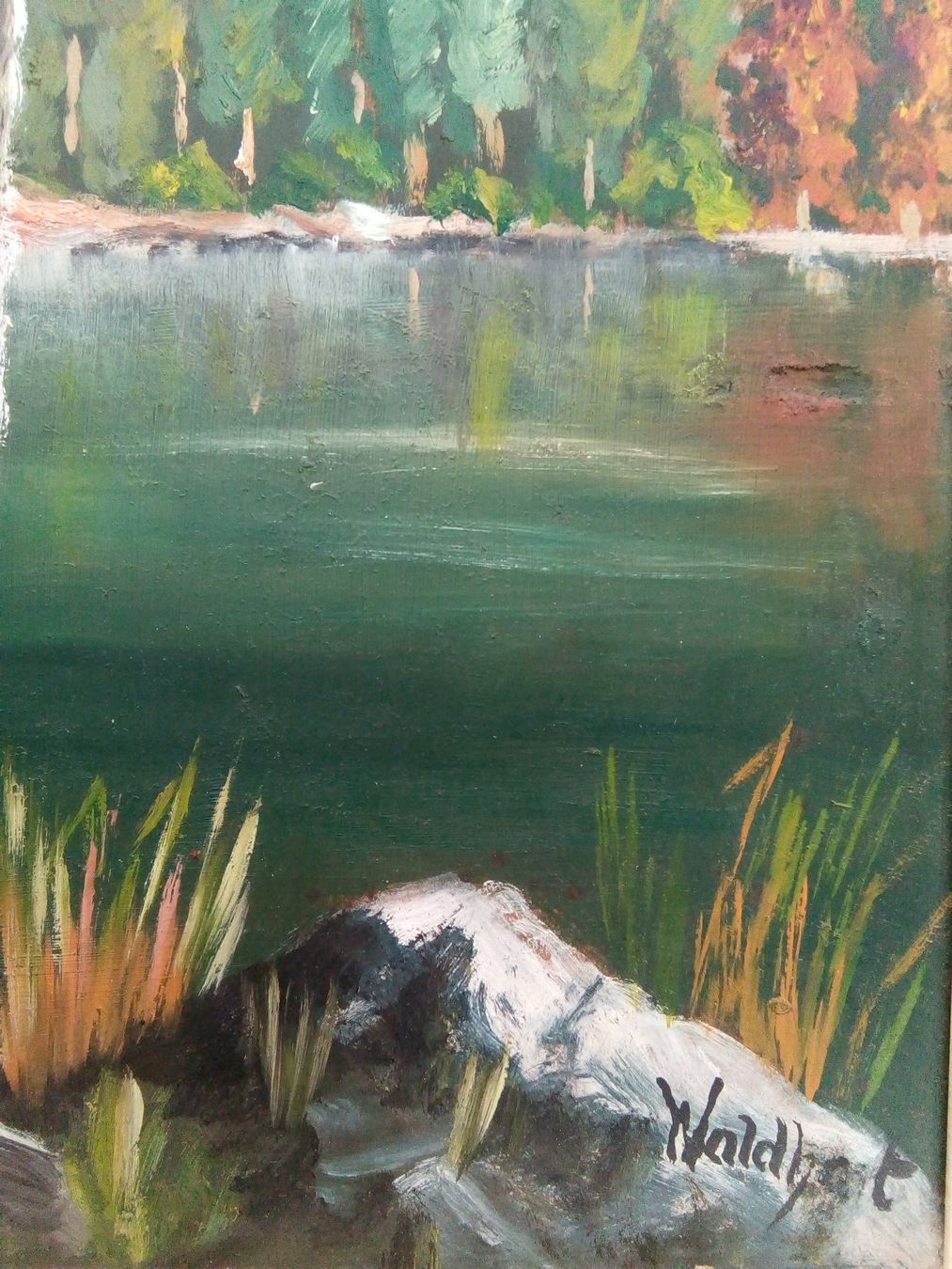 Gemälde: Landschaftsgemälde mit Bergsee signiert Waldhart – Gebraucht aus Ernetschwil von Cob1998 5