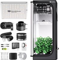 Growzelt Komplettset 60x60x160 cm mit LED Lampe und Belüftun