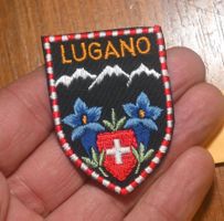 VINTAGE Badge LUGANO klein ST. GALLER STICKEREI