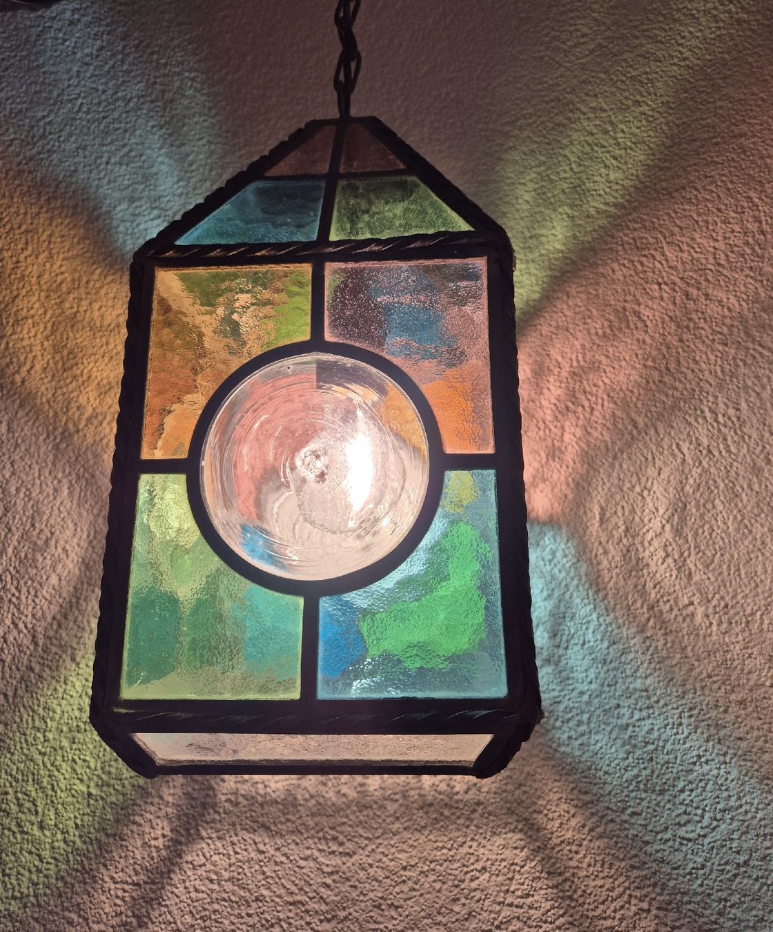 Lampadari & plafoniere: Alte Deckenlampe / Pendelleuchte /Laterne mit Bleiverglasung – Usato da Uster venduto da newwave0 1