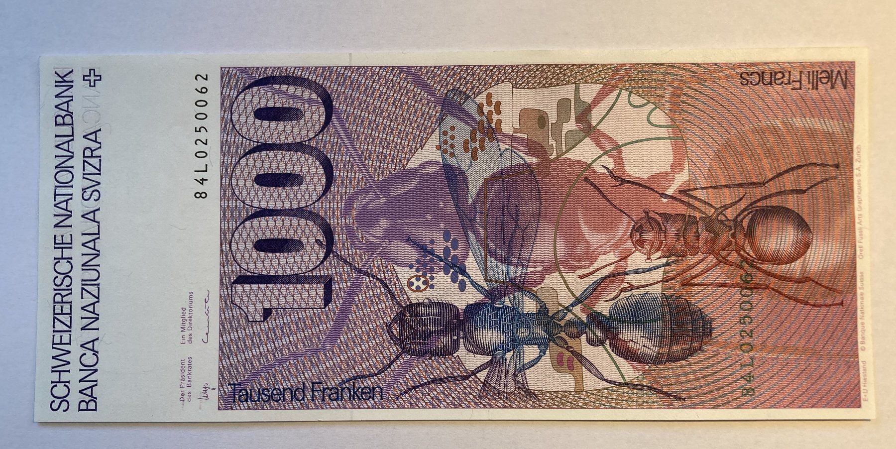 Banconote: 1000 Franken-Note "Ameise" unz – Nuovo (secondo la descrizione) da Rothenhausen venduto da peach910 1