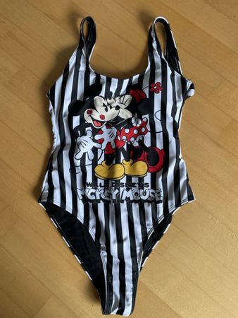 Badeanzug Disney Mickey Mouse gestreift schwarz weiss