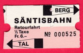 RETOURBILLETT DER SÄNTISBAHN, 1/2 TAXE