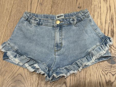 Molo Denim Shorts Size 152 with Frills Blue