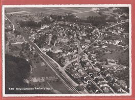 Aadorf mit Bahnhof - Flugaufnahme ca. 1940 - 1961 gestempelt