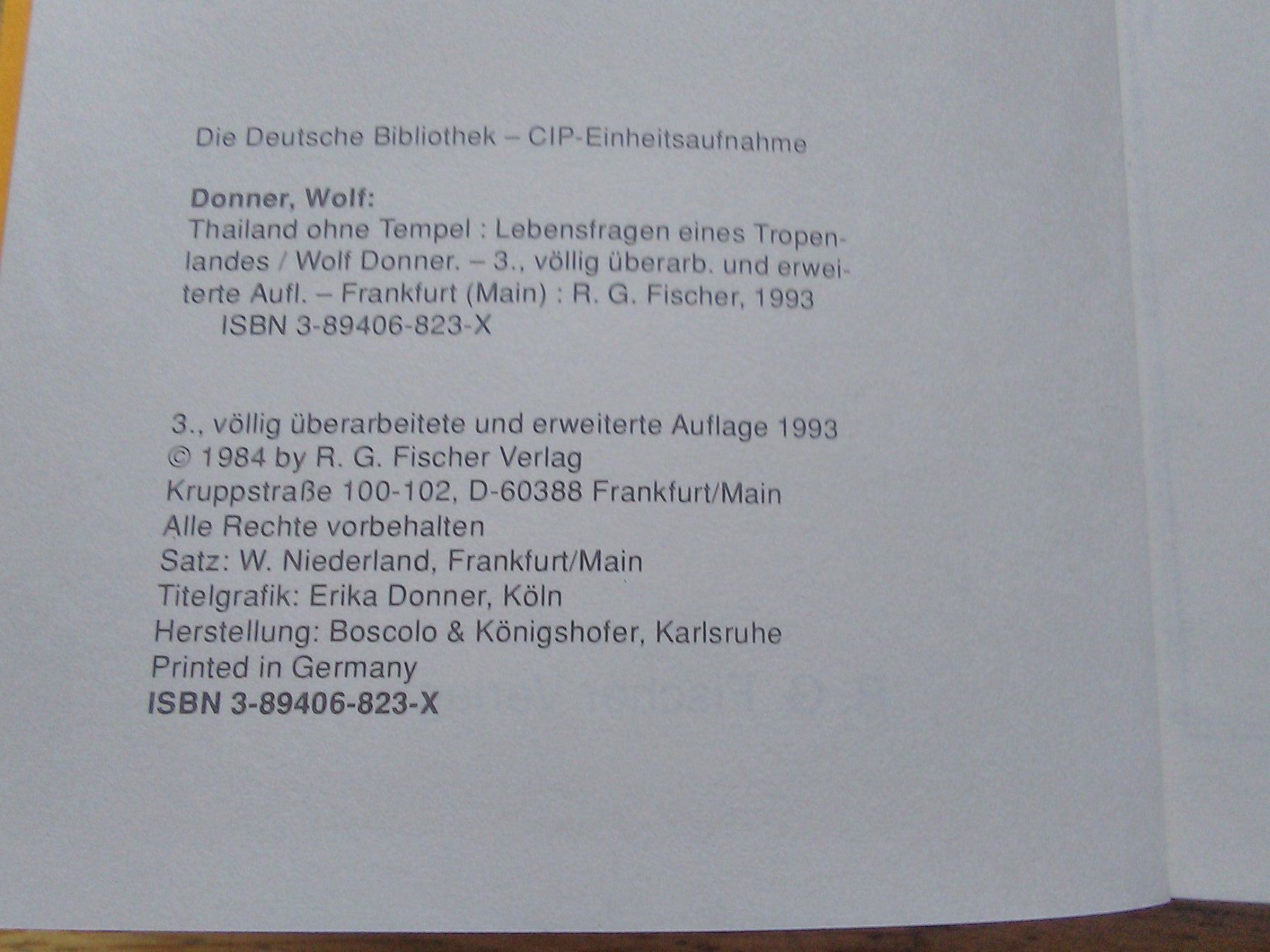 Libri: Thailand ohne Tempel (Wolf Donner) – Usato da St. Gallen venduto da elk2020 5
