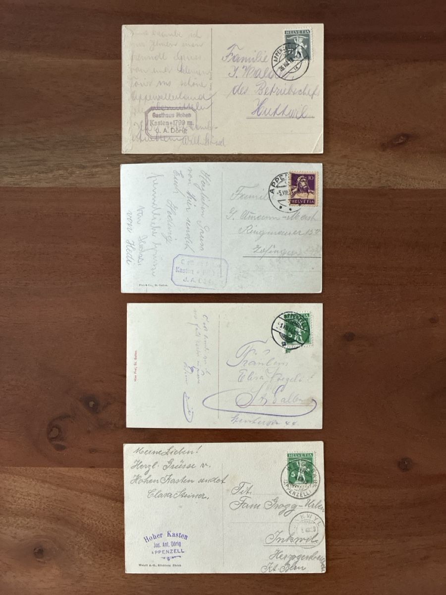 Cartoline postali: 8 Ansichtskarten Schweiz vom Hohen Kasten AP – Usato da Oftringen venduto da Cla.vD.74 5