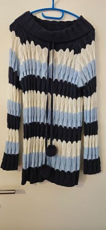 Winterlicher Strickpulli Gr.44/46 Dunkel-&Hellblau mit Weiss