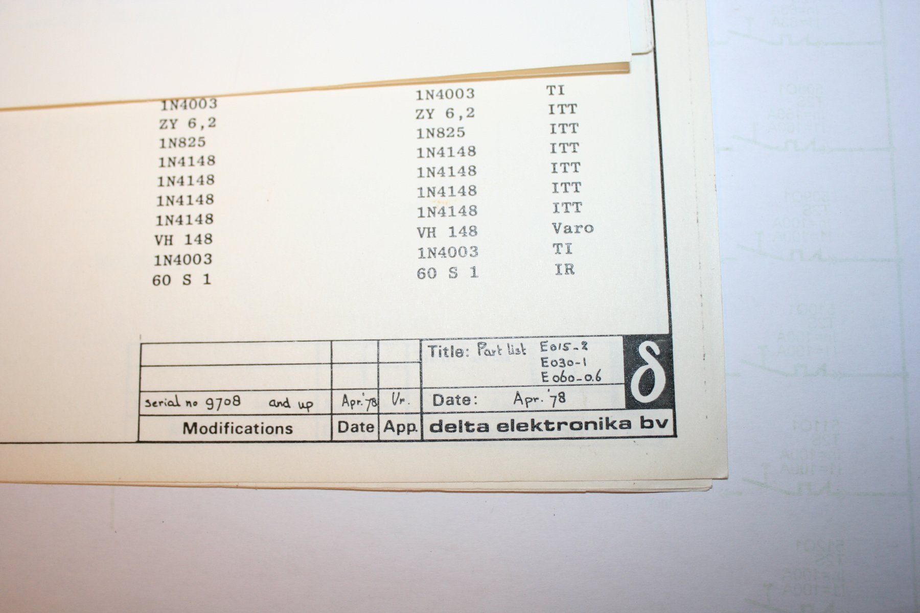 Bücher: Manual zu delta Speisegerät E 015-2, E 030-1, E 060-0.6 – Gebraucht aus Hinwil von ilon13 1