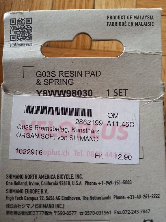 Pezzi di ricambio: Bremsbeläge Shimano, ein Paar – Usato da Zollikofen venduto da Serious 1