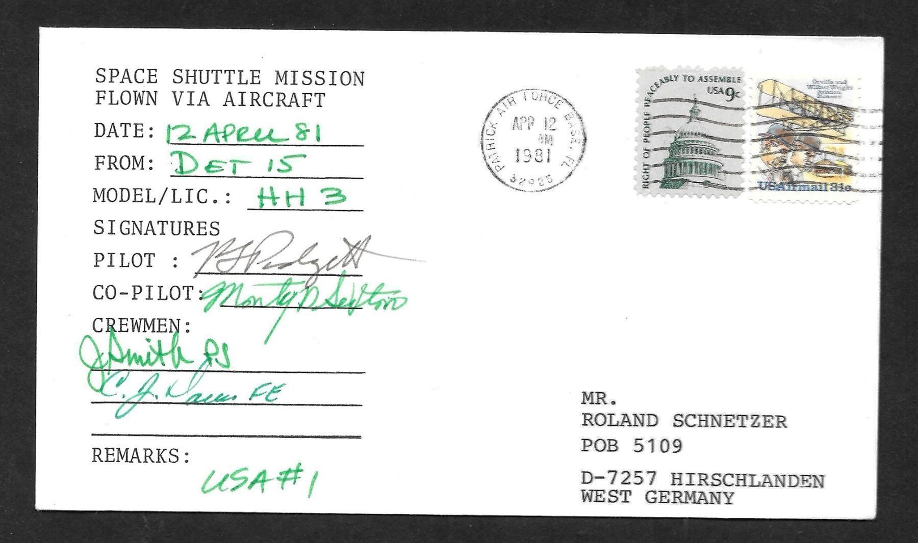 Tutti i francobolli: USA Sonderbrief 1. Space Shuttle Helikopterflug 12.4.1981 – Nuovo (secondo la descrizione) da Olten venduto da clotaldi
