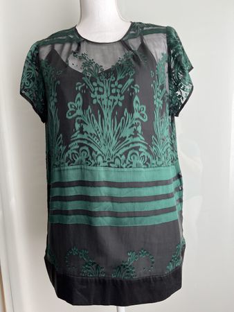 Marc Cain Seide-Viskose Bluse Schwarz/Grün inkl. Top Gr. N5