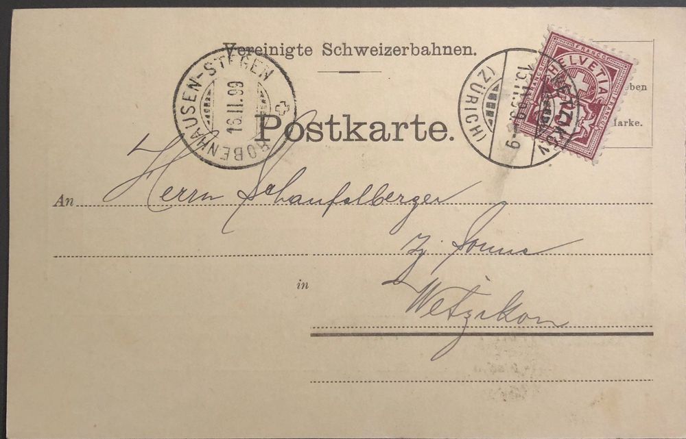 Avis Karte Wetzikon - Robenhausen 1899 | Kaufen auf Ricardo