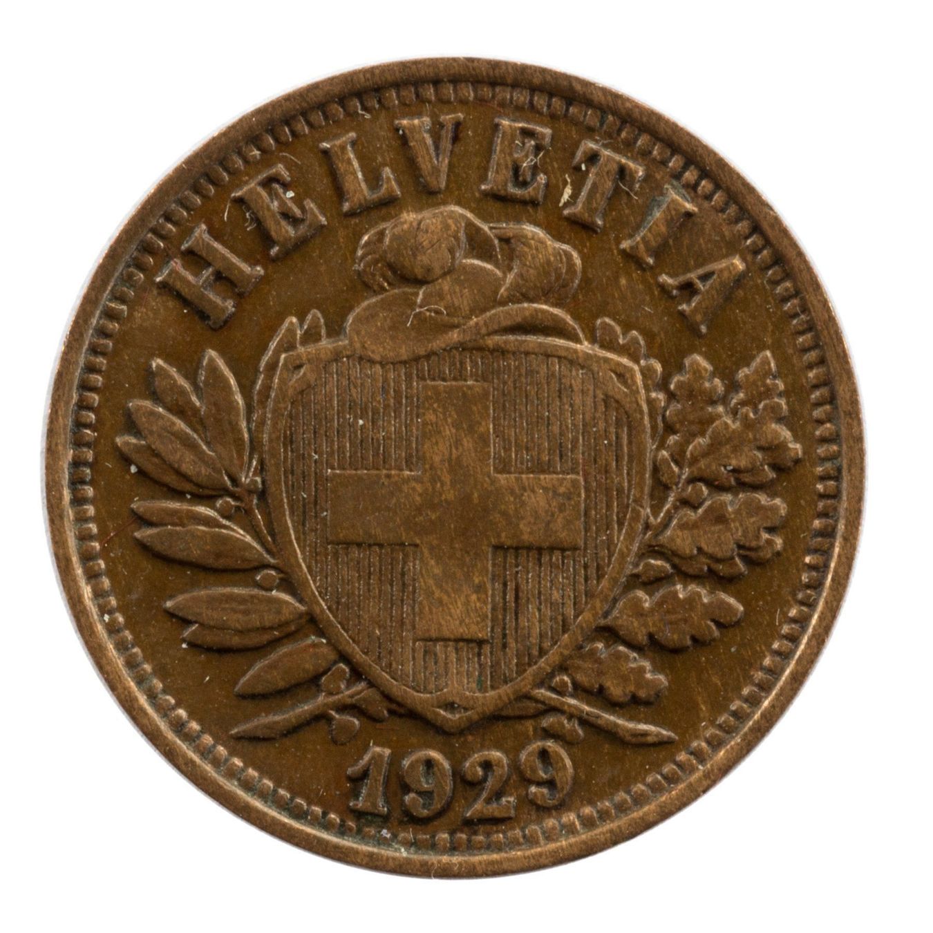 Tutti le monete: Schweiz / Suisse - 2 Rappen - 1929 – Usato da Rotkreuz venduto da Swiss-Coins