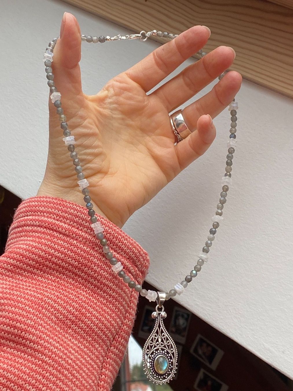 Ketten: Unikat - Labradorit, Mondstein Kette NEU – Neu (gemäss Beschreibung) aus Basel von Chili007 8