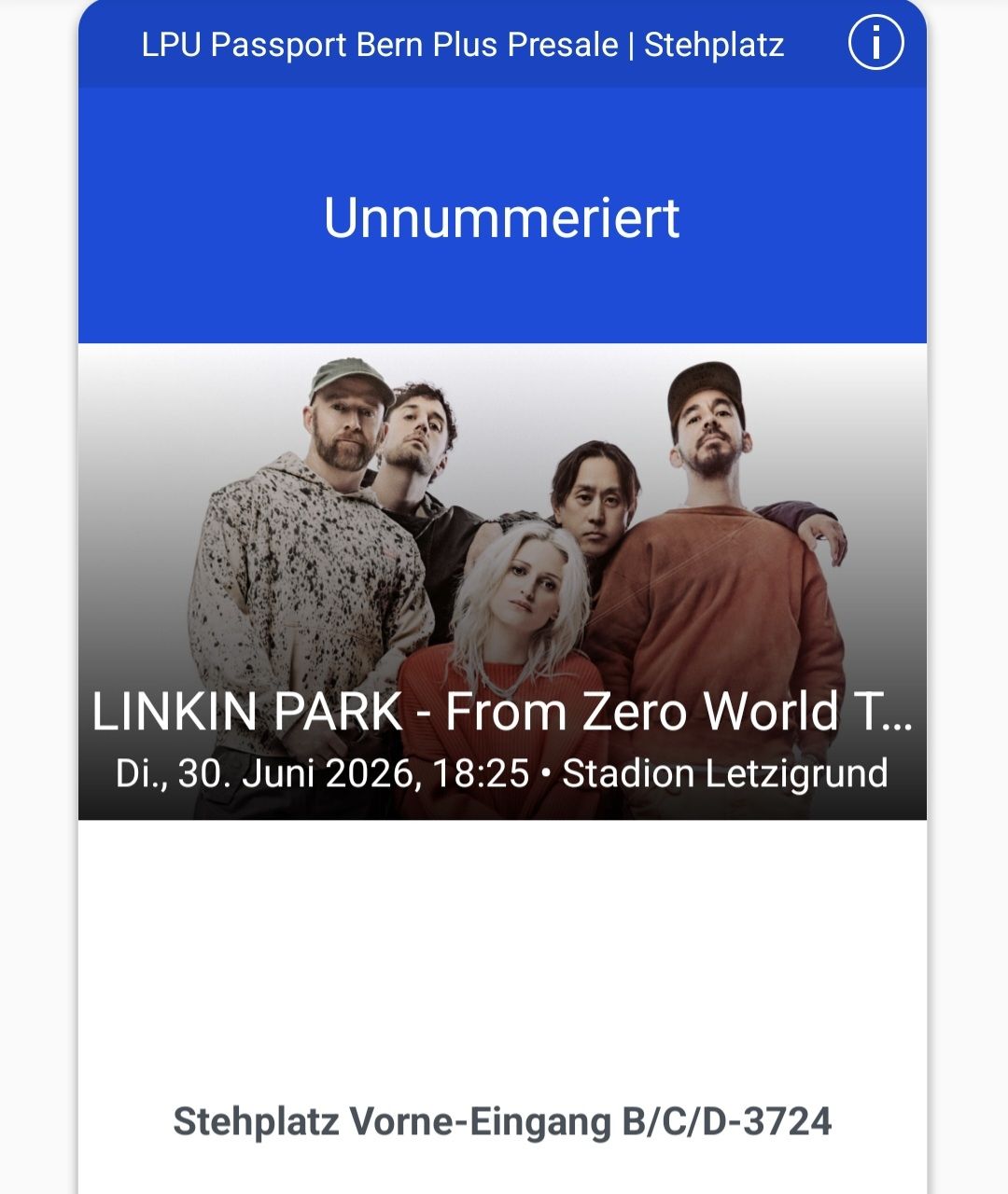 Biglietti: Linkin Park - Stehplatz vorne – Nuovo e nell'imballaggio originale da Muttenz venduto da tob_8n7c 1
