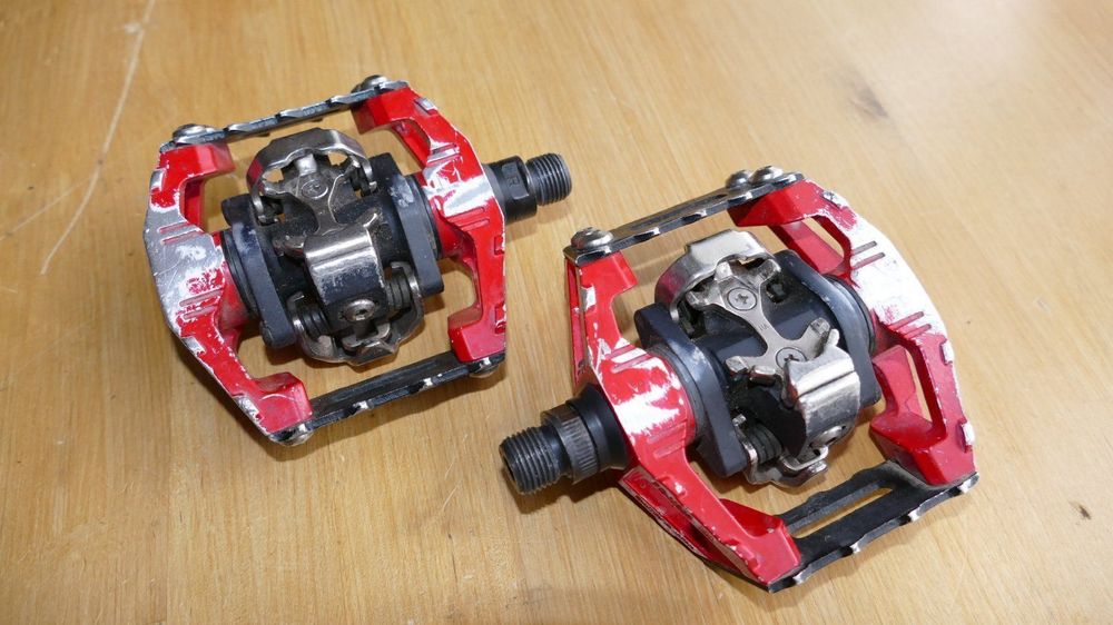 Pédales Shimano DX PD-M636 SPD BMX VTT – Rouges – Années 90 – Japon – Occasion